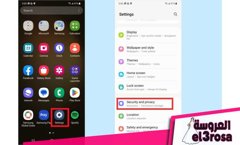كيفية إعداد مستشعر بصمات الأصابع على Galaxy S23 افتح الإعدادات