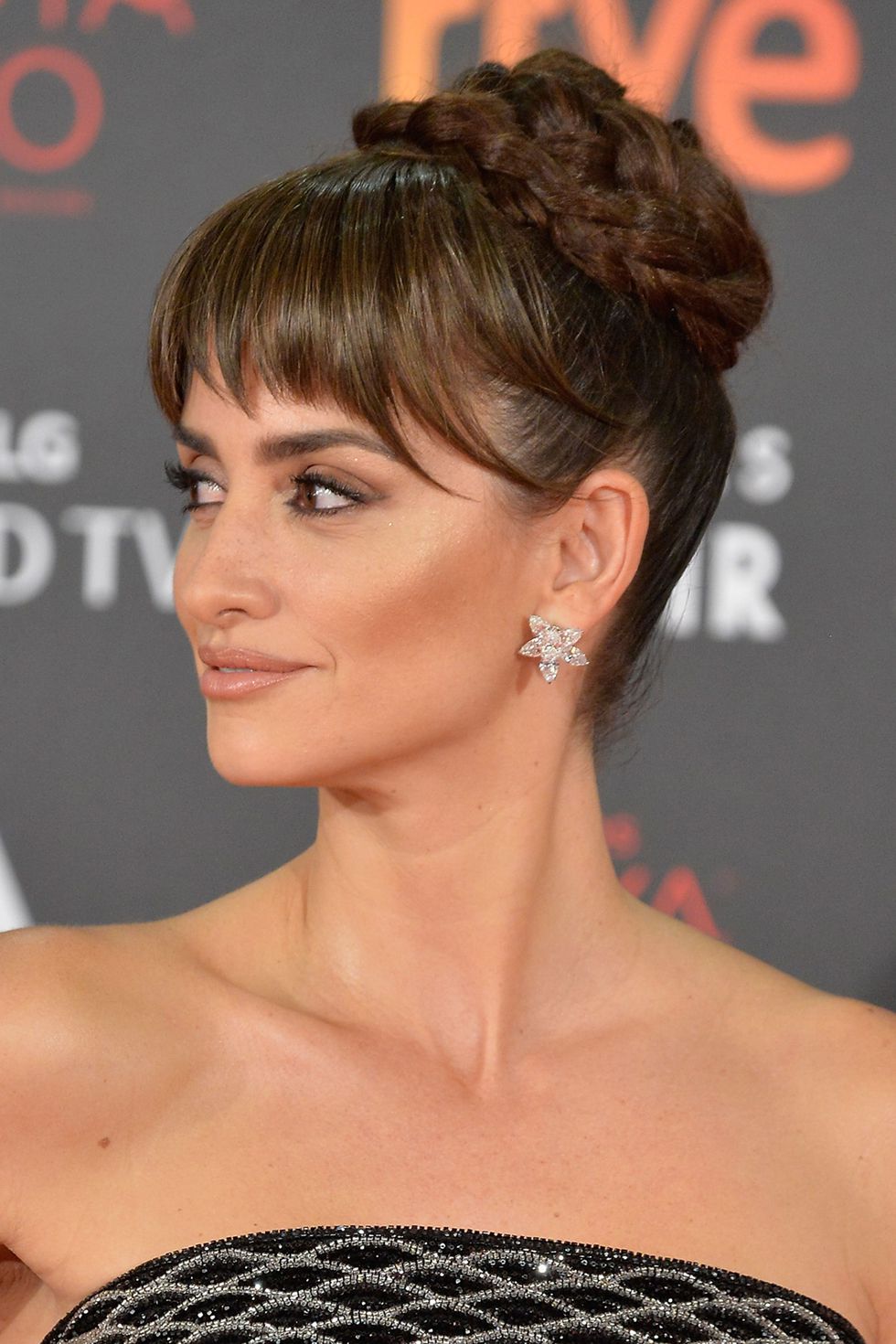 1 رئيسية تسريحات شعر الكعكة العالية مع الضفائر  من Penelope Cruz