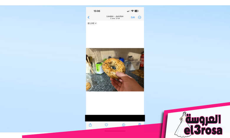 لقطة شاشة تعرض صورة غير مقصوصة للخبز في iOS 17