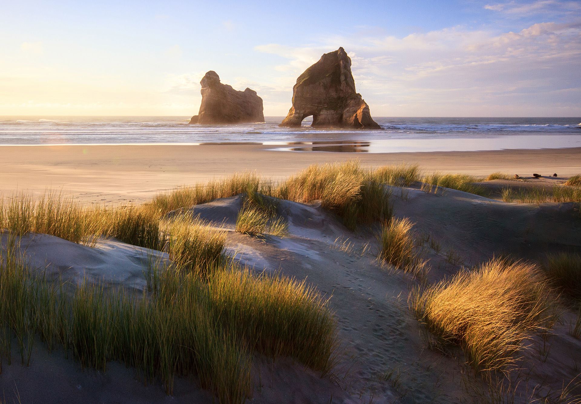 أقواس شاطئ واراريكي Wharariki Beach، نيوزيلندا