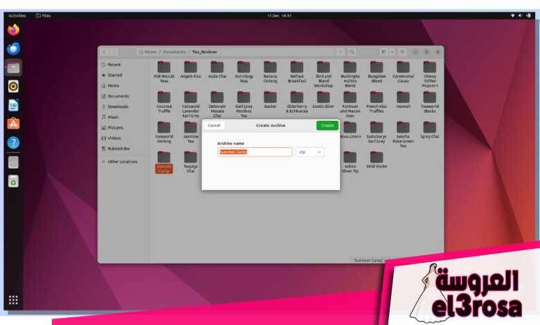 لقطة شاشة توضح كيفية ضغط مجلد في Linux - Zip في تطبيق Distro Files